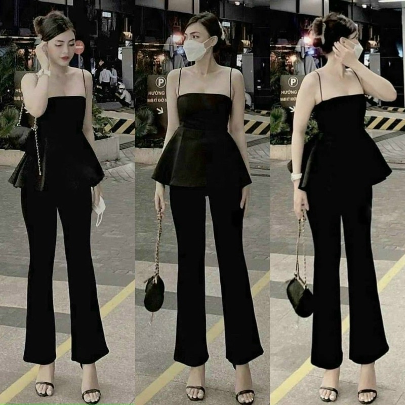 Set áo 2 dây xoè quần ống loa 2 size s m