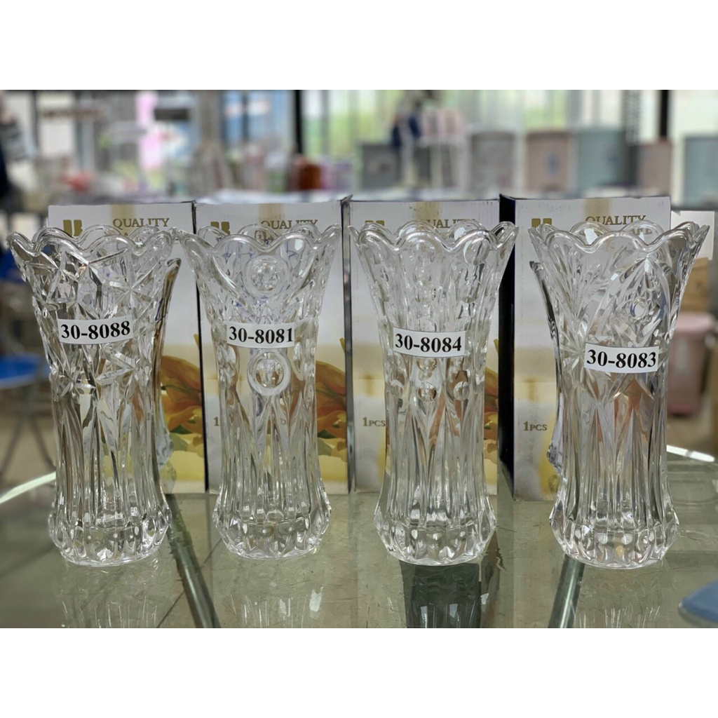 Lọ hoa thủy tinh trắng 30cm và 35cm