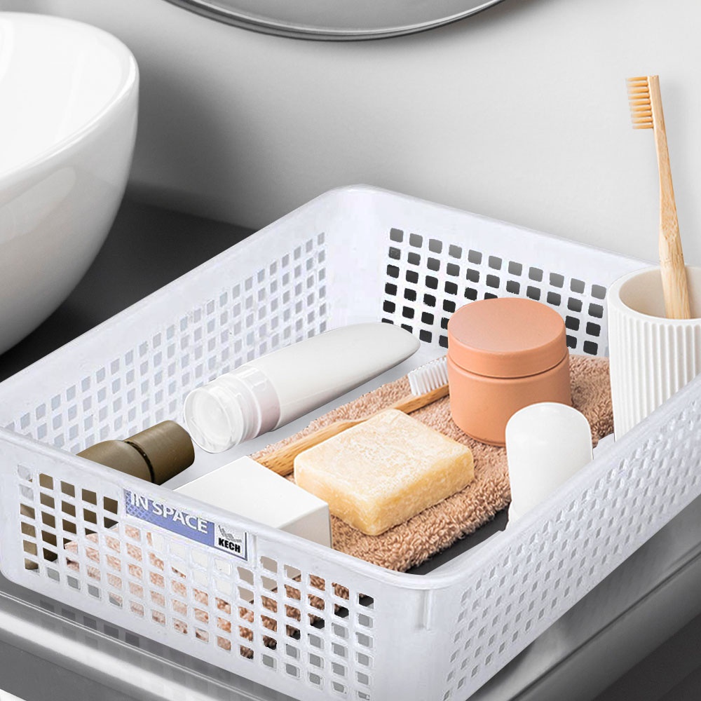 HomeBase KECH Rổ nhựa dùng trong nhà bếp Thái Lan 5181 W21.3xD29.3xH5.9cm màu trắng
