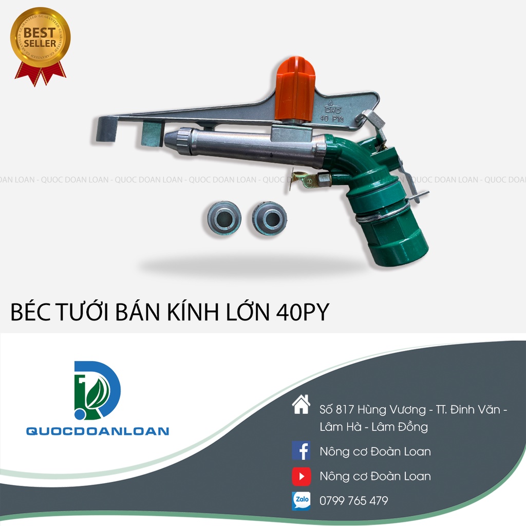 [Bán chạy] 40PY Béc tưới bán kính lớn Đài Loan - Quốc Đoàn Loan Agri