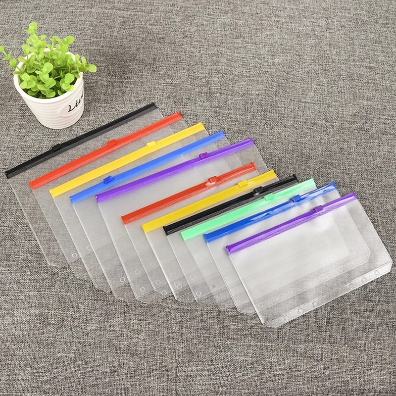 Ngăn đựng tài liệu 6 lỗ đóng gáy làm từ PVC có khóa kéo dùng làm sổ nhật ký