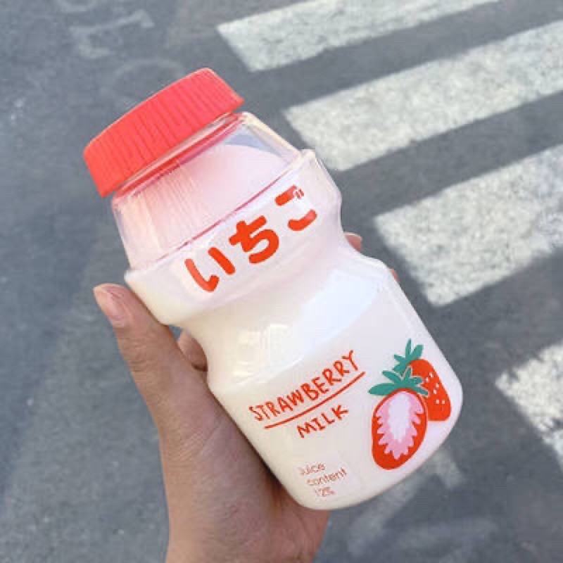 BÌNH NƯỚC NHỰA HÌNH SỮA CHUA YAKULT hoa quả dễ thương dung tích 480Ml🥑🍓🍑🍌