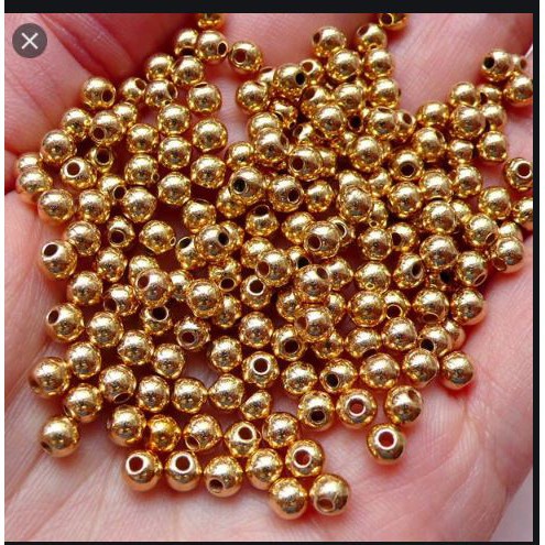 25gam hạt cườm phủ màu vàng hoặc bạc size 4/6/8/10mm