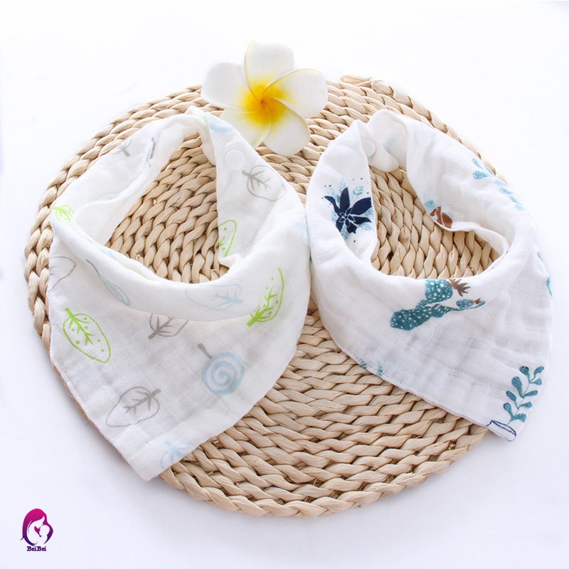 Yếm ăn cotton mềm mại in hình dễ thương cho bé