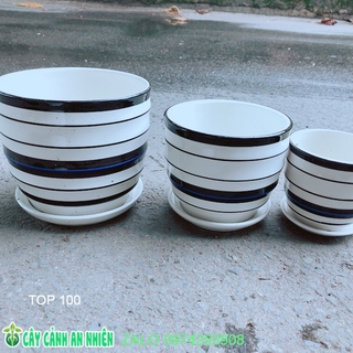 Bộ 3 chậu sứ trồng cây hàng cao cấp