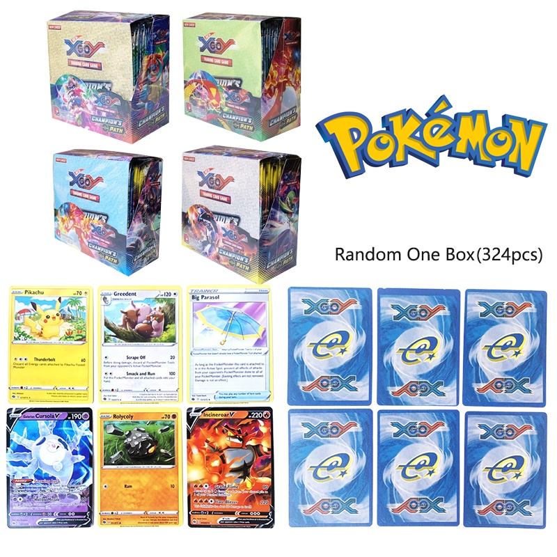 40pcs/324pcs Pokemon Cards Game Random Pikachu Flash Card Box Collectible Kids Toy Gift Card toy for child