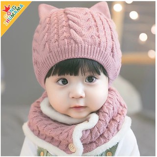 combo 1 mũ len và 1 khăn quàng cổ cho bé mẫu mới hot hòn hot 2019