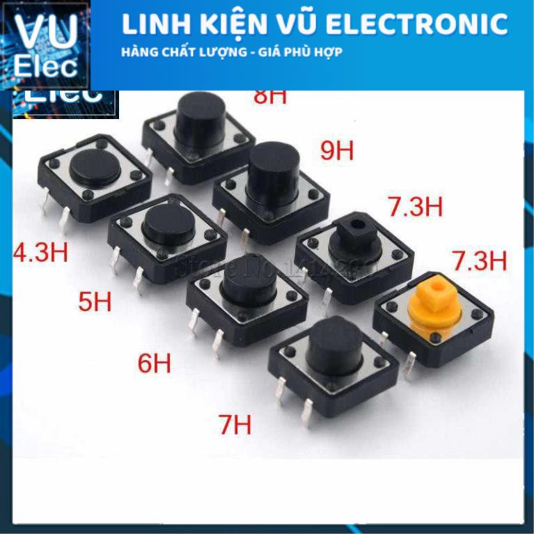 Nút Nhấn 4 Chân DIP, SMD Nhiều Kích Thước