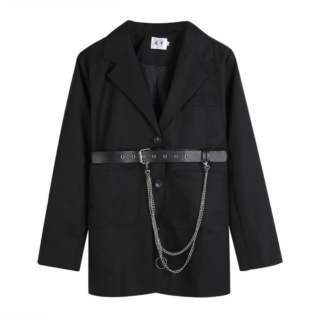 Áo khoác vest dài phối đai lưng kèm xích thời trang cá tính (Ms A40) | BigBuy360 - bigbuy360.vn