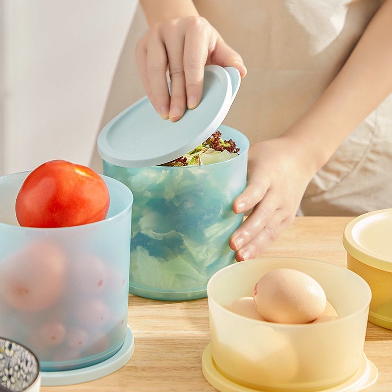 Bộ 4 Hộp Nhựa Tròn Tupperware  Đựng Thực Phẩm - Trữ Mát Rau Củ, Thức Ăn, Trái Cây Tươi Ngon- Đồ Khô -Bánh Kẹo Tết