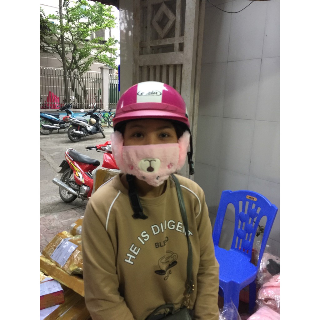 sỉ 10 Khẩu Trang lông cừu+bịp tai