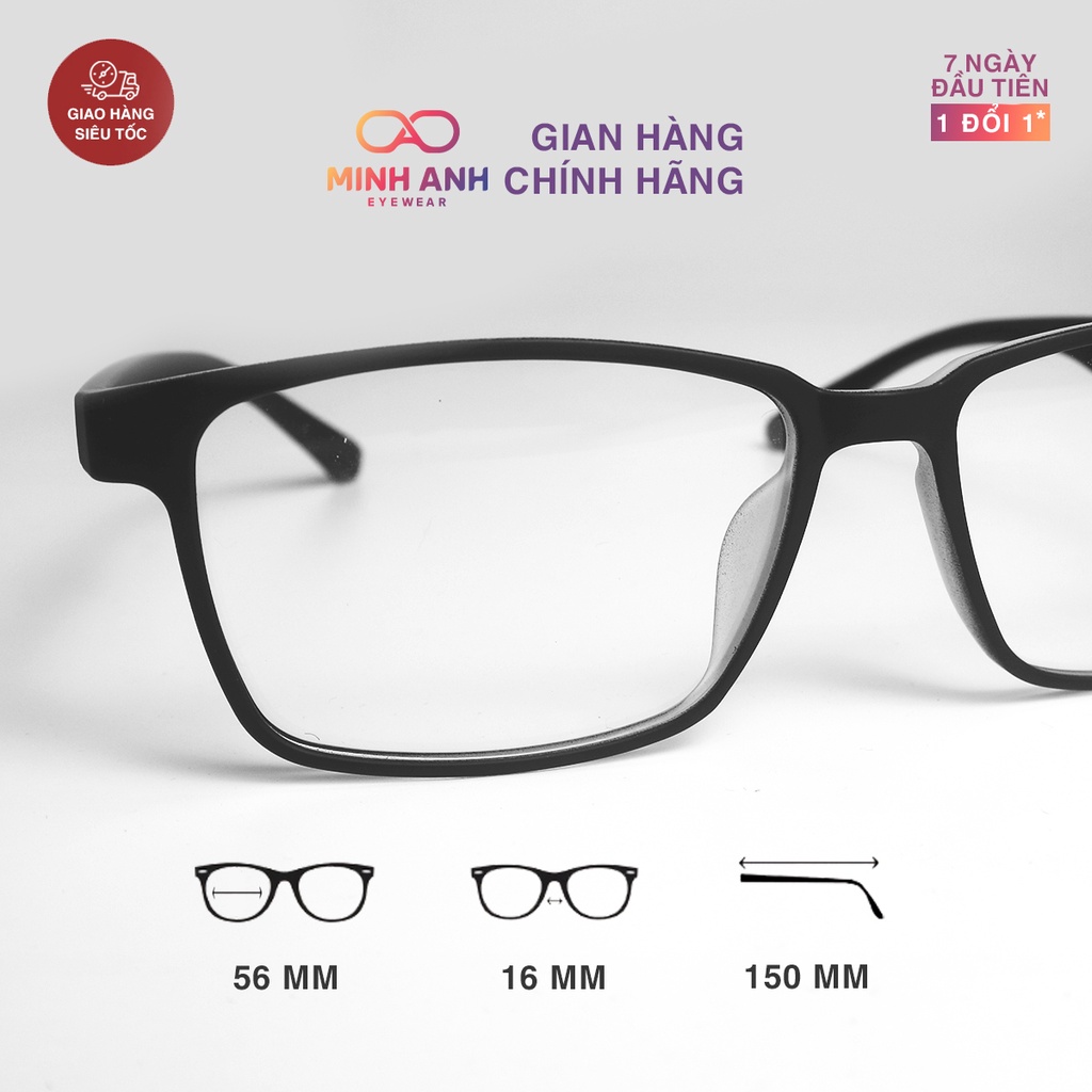 Gọng Kính Chữ Nhật Nhựa Dẻo Siêu Nhẹ MINH ANH EYEWEAR chính hãng VELOCITY Hàn Quốc - V2471