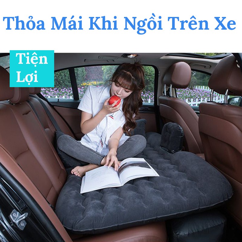 Đệm Hơi Ô Tô Loại Lượn Sóng Loại Đẹp - Nệm Hơi Ô Tô Cao Cấp Loại Tốt,Đầy Đủ Phụ Kiện (Bơm, Miếng Vá, Túi Đưng) VER 2