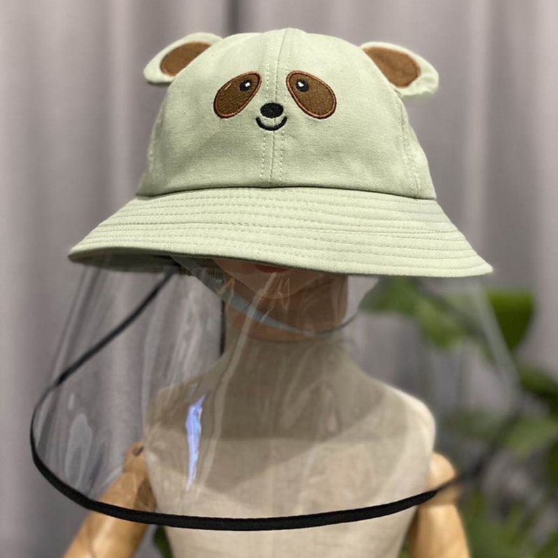 Nón Tai Bèo Kèm Tấm Chắn Trong Suốt Bảo Vệ Toàn Diện Chống Giọt Bắn Họa Tiết Hoạt Hình Gấu Trúc Dễ Thương Cho Bé