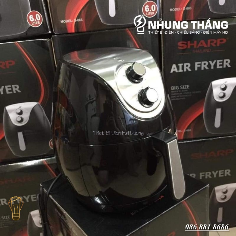 Nồi Chiên Không Dầu 6 Lít Sharp S-066 Công Suất 1500w - Loại Bỏ 80% Chất Béo, Chống Dính Hoàn Hảo, Làm Chín Nhanh