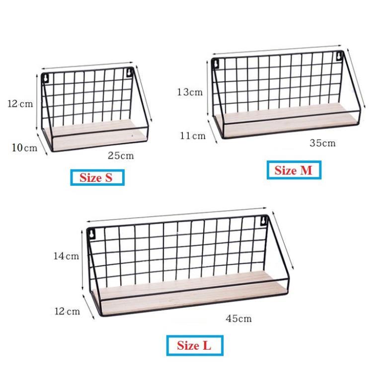 Mua Ngay Kệ Treo Tường, Giá Kệ Sắt Đáy Gỗ Có Rào Chắn Trang Trí Phòng Khách Nhà Bếp ( Tặng Đinh 3 Chân )