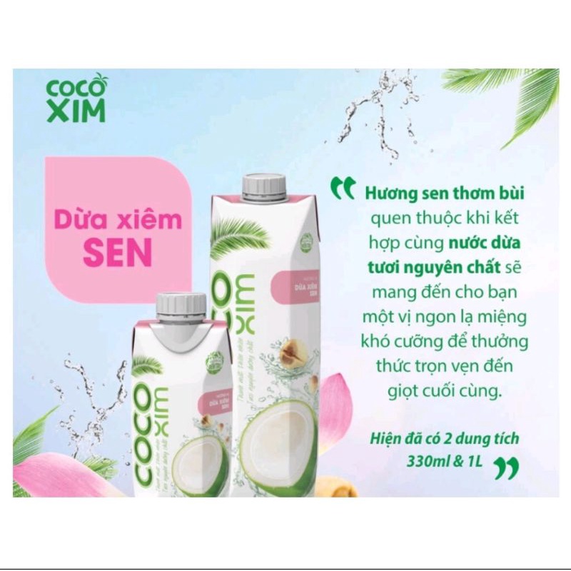 Nước dừa Xiêm xanh/ Xiêm Sen Cocoxim 1L