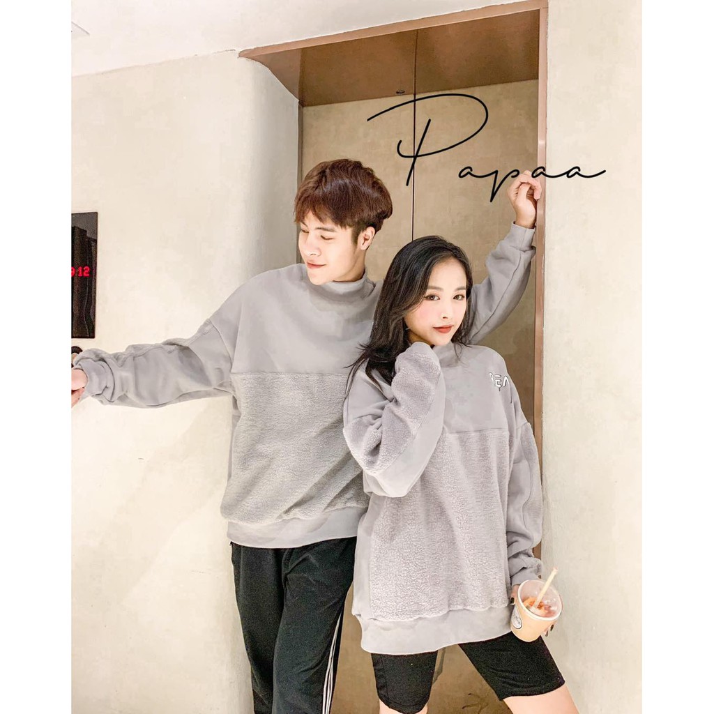 Áo nỉ nam nữ Hàn Quốc unisex pha lông 606 PAPAA SHOP