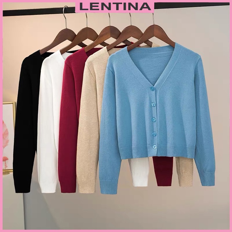 Áo Khoác Cardigan Len Nữ Dệt Kim Kiểu Cổ V Tay Dài Xinh Xắn Phong Cách Ulzzang Hàng Đẹp Quảng Châu Cao Cấp