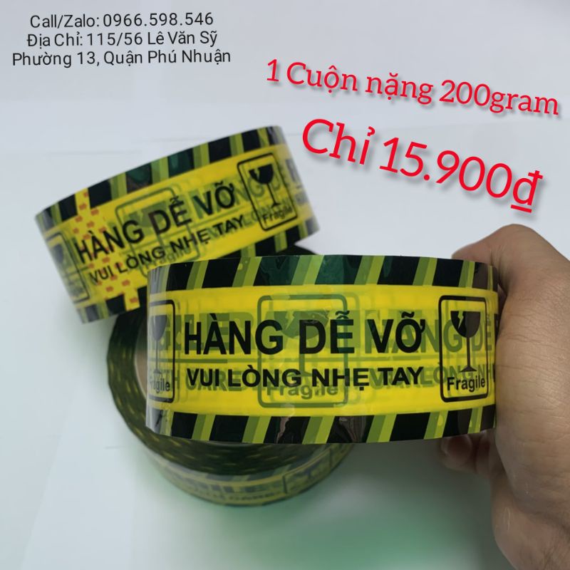 Băng keo hàng dể vỡ 1.05cm x cao 4.8cm | lõi mỏng, chữ rõ, cảnh báo hiệu quả