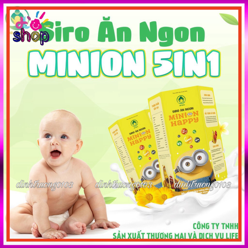 Siro ăn ngon MINION Happy 30 gói - 10ml/gói - Tốt nhất cho bé ( Tặng bình uống nước cho bé)