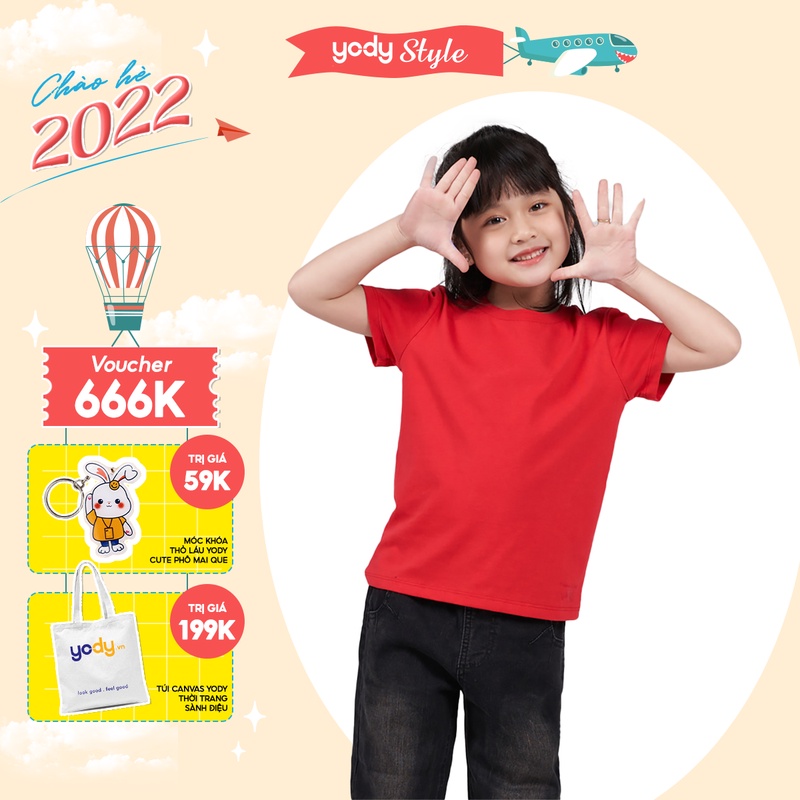 Áo thun trẻ em YODY form nhỏ nhiều màu vải cotton in logo yody - TSK5187