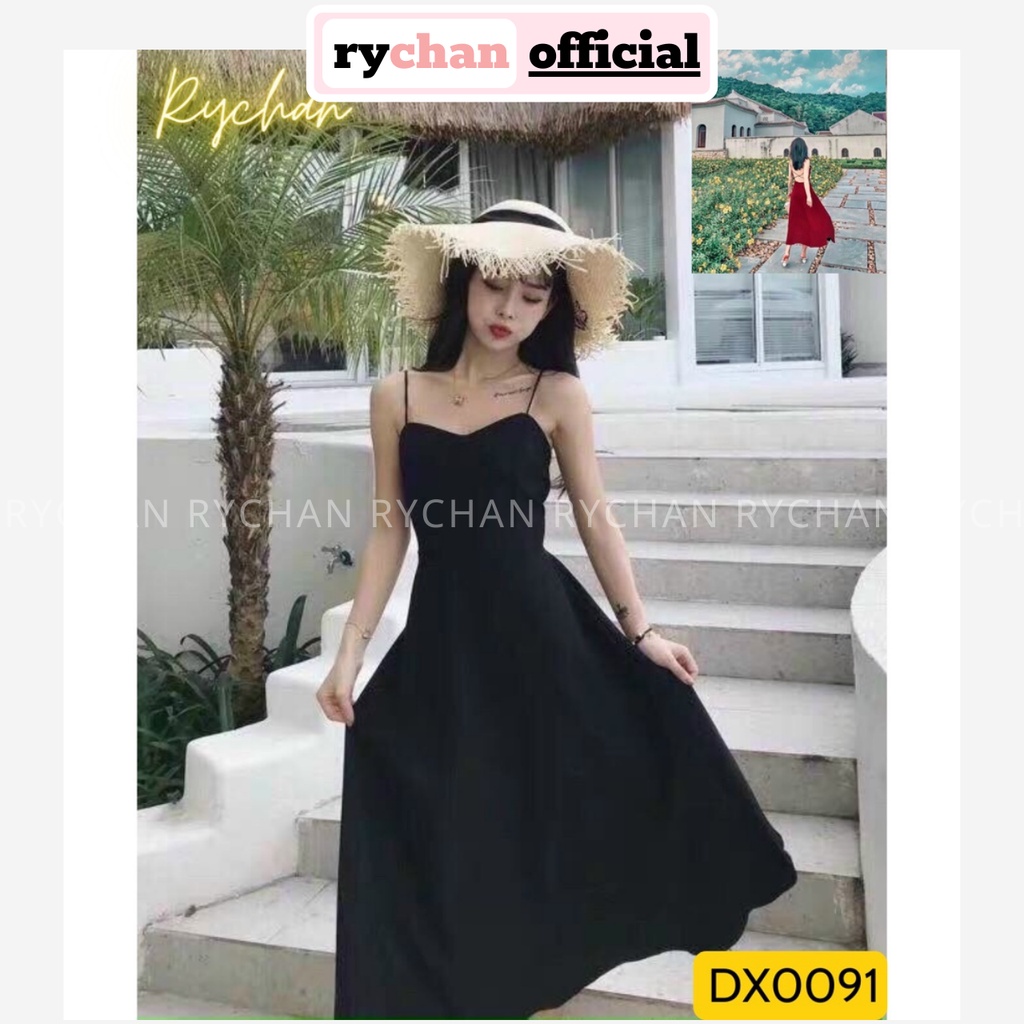 Đầm Maxi Hai Dây Đan Lưng 2 Màu Gợi Cảm Đi Du Lịch, Đầm Maxi Đi Biển Chéo Dây  - DM936