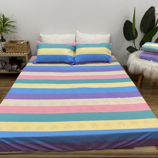 bộ chăn phao ga gối 5 món cotton poly (mẫu cầu vồng nhạt )