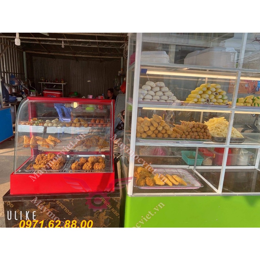Tủ trưng bày giữ nóng bánh mì, tủ kính bày thực phẩm và giữ nóng