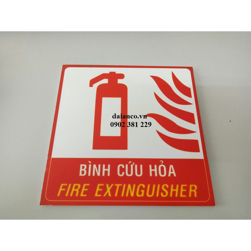 Biển báo bình chữa cháy, bình cứu hỏa decal dán Fomex 20 x 20cm