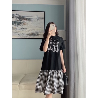 Đầm suông thun đuôi cá kẻ