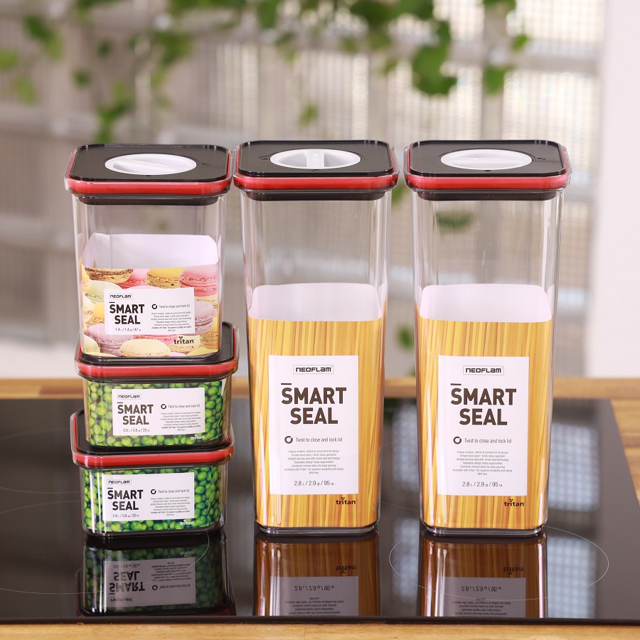 [Hàng chính hãng] Bộ 5 hộp vuông đựng thực phẩm Neoflam Smart Seal