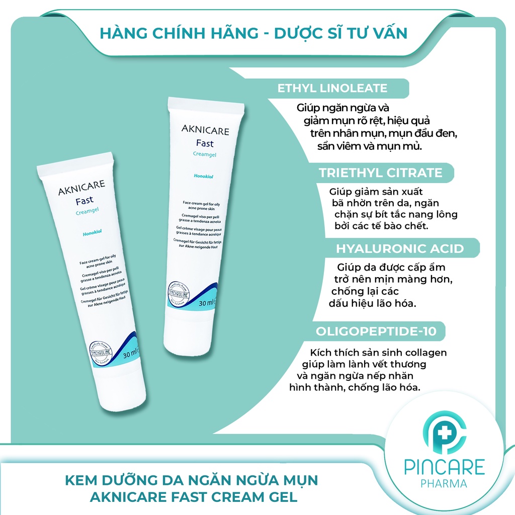 Kem Dưỡng Giảm Mụn Aknicare Fast Cream Gel 30ml - Hàng chính hãng - Nhà thuốc PinCare