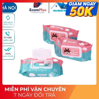 Khăn Ướt Cao Cấp Wipes Cho Bé, Hộp Khăn Ướt 80 Tờ Không Mùi, Không Hóa Chất Thích Hợp Cho Mọi Loại Da