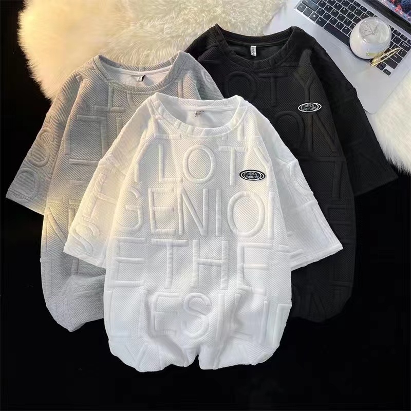 【45-90KG】Bộ Thể Thao Nam Áo Thun In Chữ Cổ Tròn Phối Quần Short Rút Dây Thời Trang Cho Nam đồ bộ nam Form Rộng đồ bộ thể thao nữ