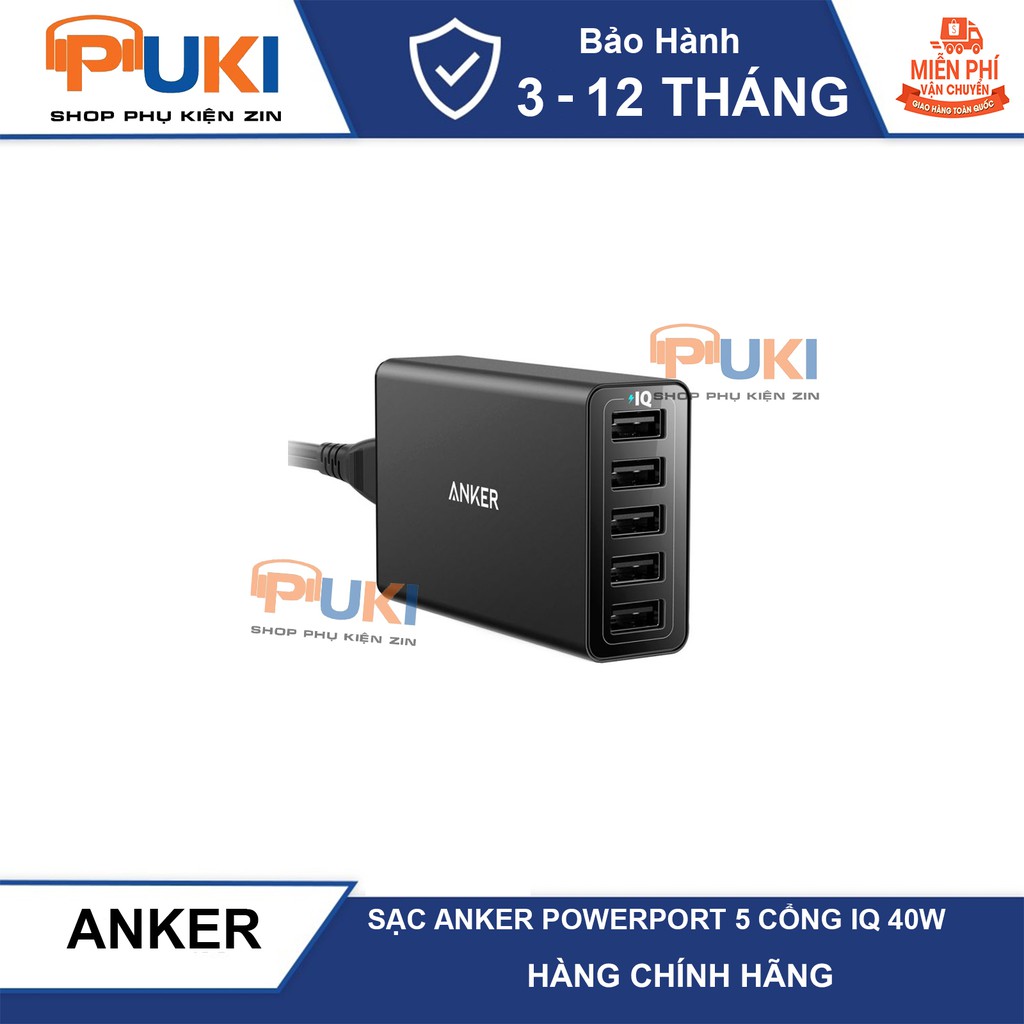 Sạc Anker Powerport A2124 IQ 5 Cổng 40w Màu Đen - New ( Nobox )