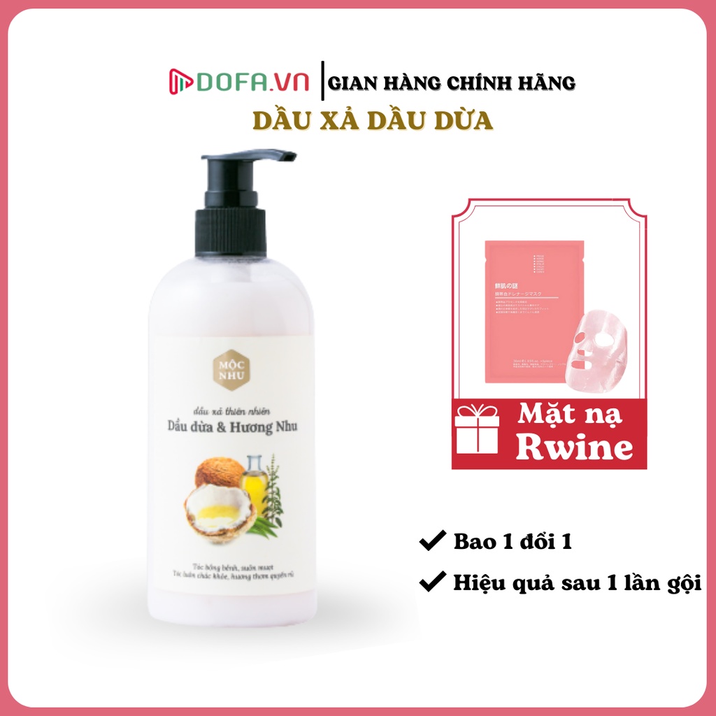 Dầu xả dầu dừa &amp; hương nhu - Giúp tóc bồng bềnh và suôn mượt, Tặng Nạ