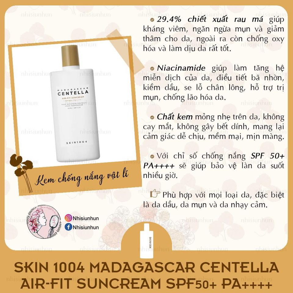 Kem chống nắng Skin1004 Madagascar Centella Airfit Sun Cream