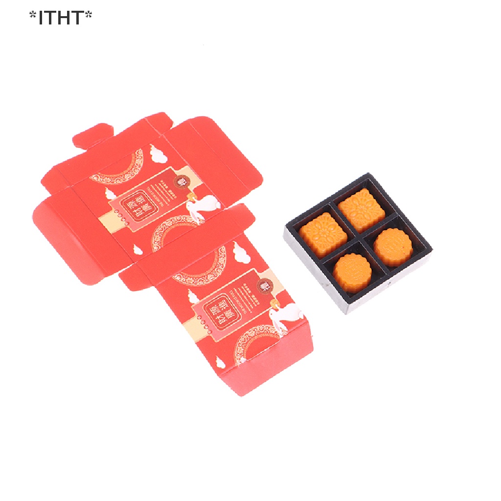 1 Bộ Bánh Trung Thu Bằng Nhựa Resin Tỉ Lệ 1 / 12 Trang Trí Nhà Búp Bê