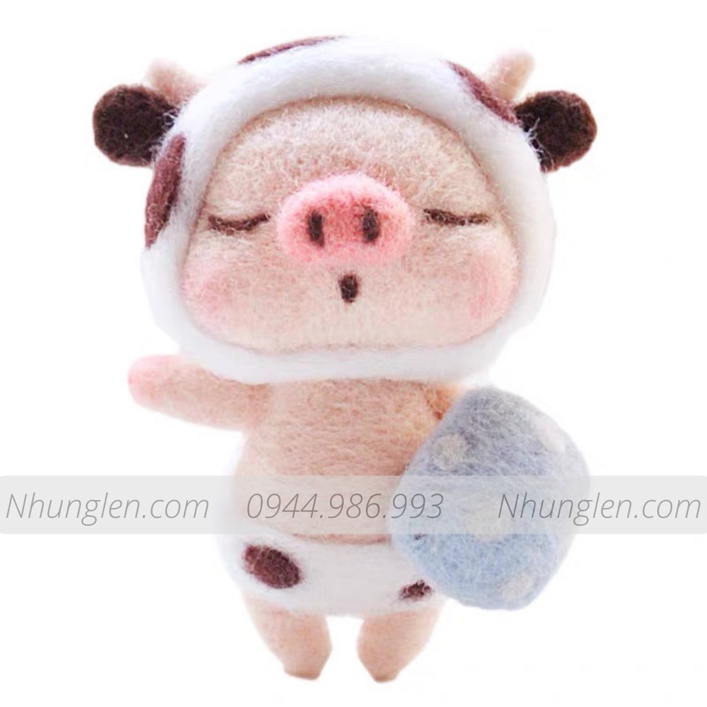 KIT LEN CHỌC ỦN ỈN SCILL - Needle Felting Pig - Handmade, Quà Tặng, DIYS