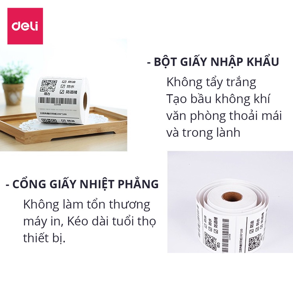 [LIFEMC02BPABAU -10% đơn 250K] Giấy In Mã Vạch 30x20 mm (Cuộn 1000 Tem) - Decal Nhiệt 3x2 cm - Giấy In Tem Nhãn Deli