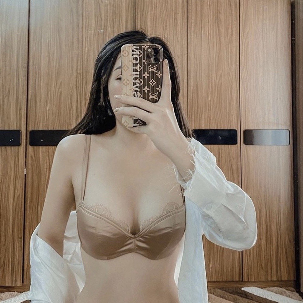 Bộ đồ lót W268 nữ cup ngang có gọng mút mỏng nâng ngực tự nhiên phối ren | BigBuy360 - bigbuy360.vn