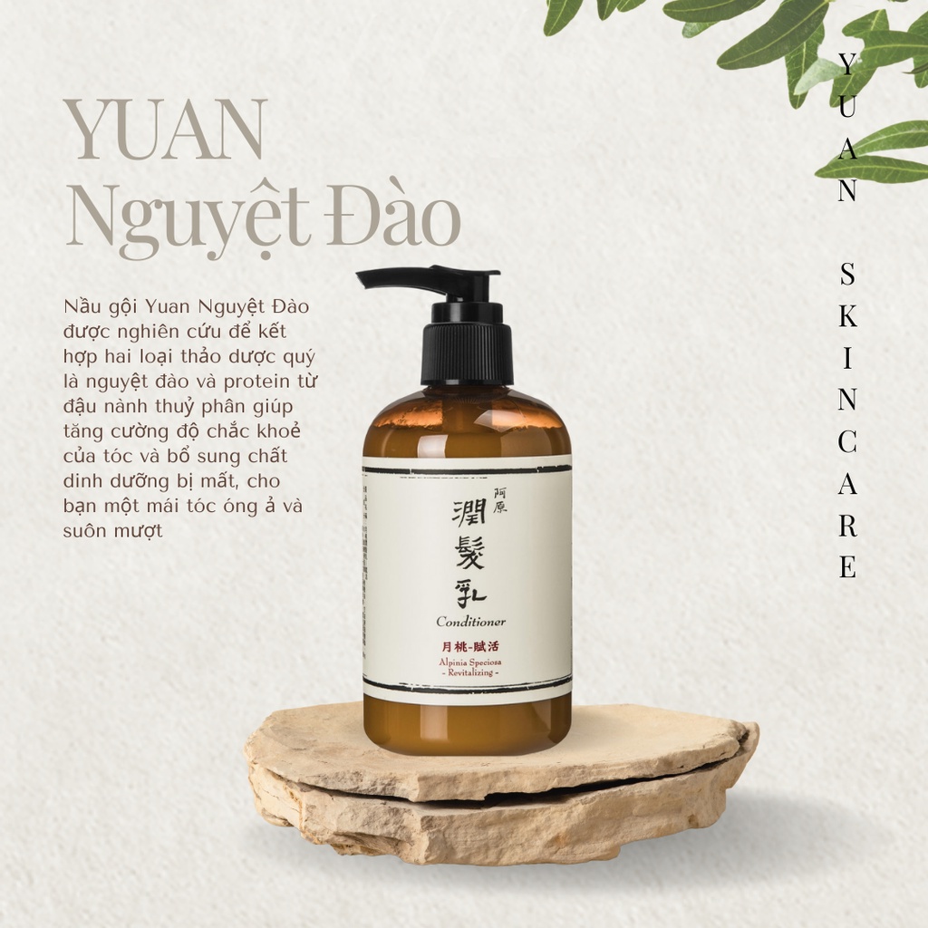 Dầu xả cao cấp phục hồi tóc hư tổn giảm rụng tóc YUAN Đài Loan Nguyệt Đào Alpinia Speciosa Revitalizing Shampoo - 250ml