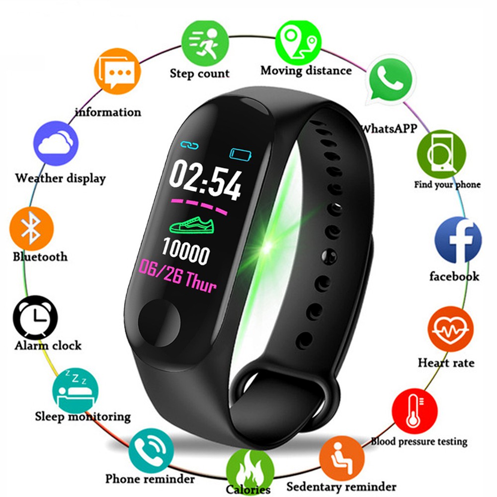 M3 Plus Jam pintar Smart Đồng hồ thể thao Band Bluetooth Wristband Monitor Theo dõi tập thể dục Blood