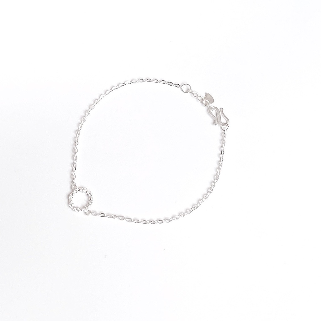 Lắc tay nữ bạc nguyên chất Lavesta SUN591 mặt tròn đính pha lê lấp lánh thanh lịch, nữ tính