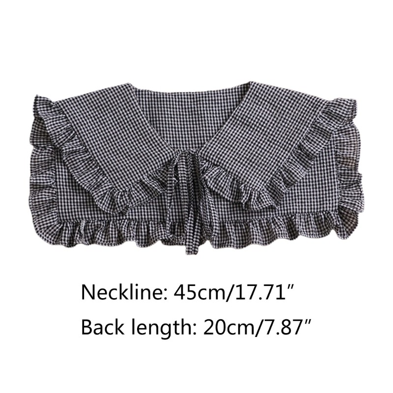 Cổ áo giả họa tiết caro thắt dây phong cách Lolita