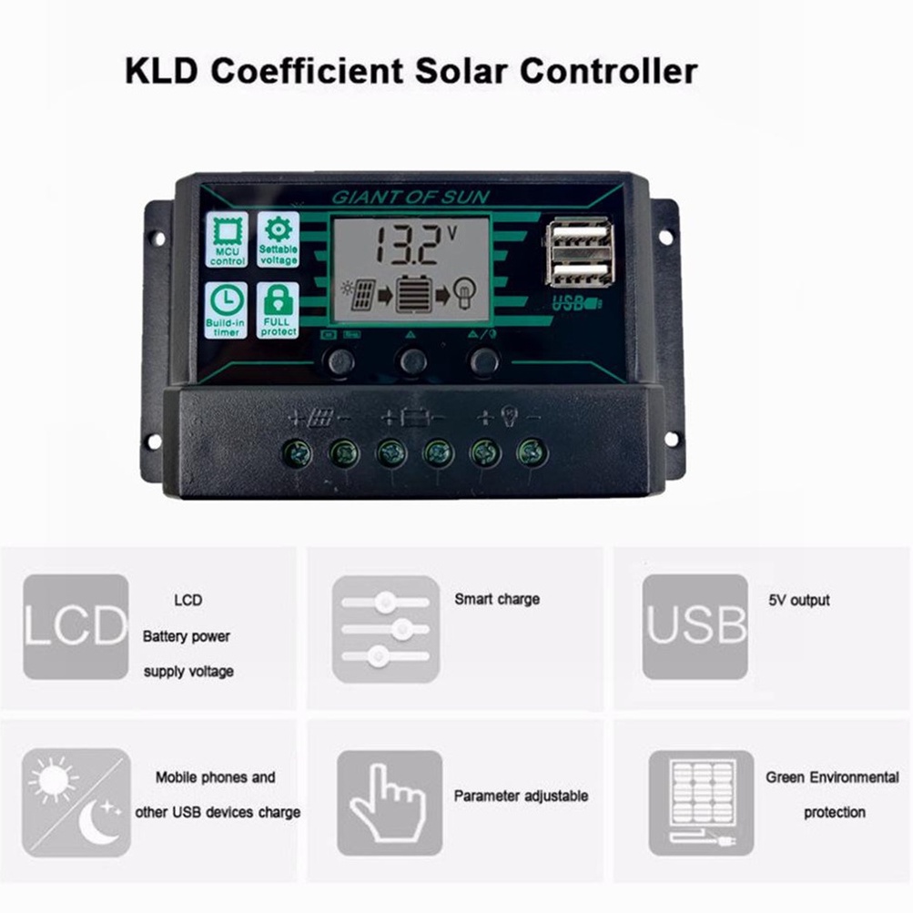 Bộ điều khiển sạc năng lượng mặt trời 20-60A màn hình LCD MPPT PWM 20A cao cấp