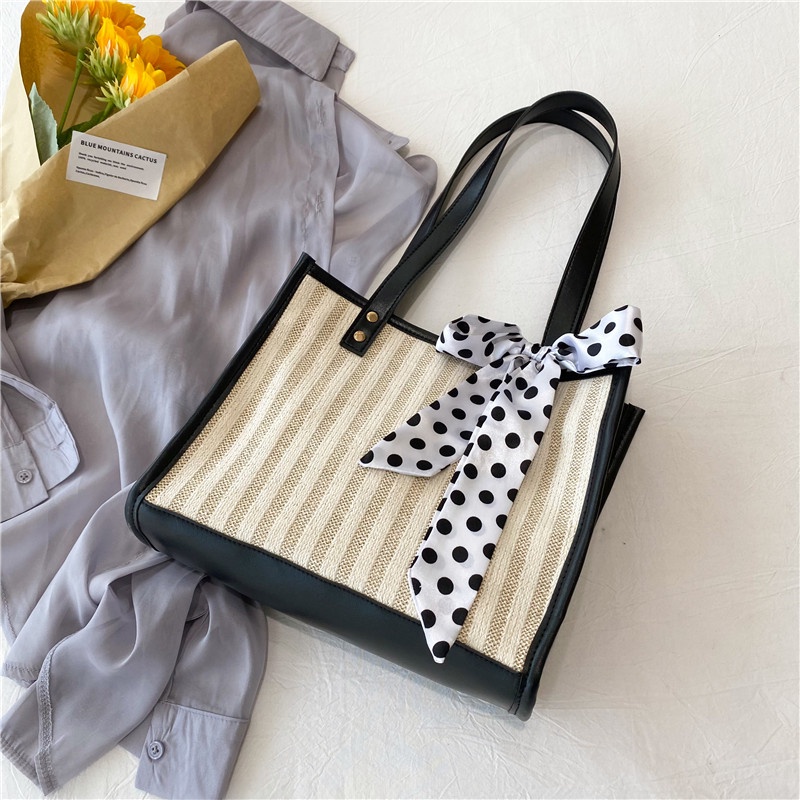 Túi Xách Cỡ Lớn Phối Khăn Quàng Cổ Thời Trang Hàn Quốc Sành Điệu