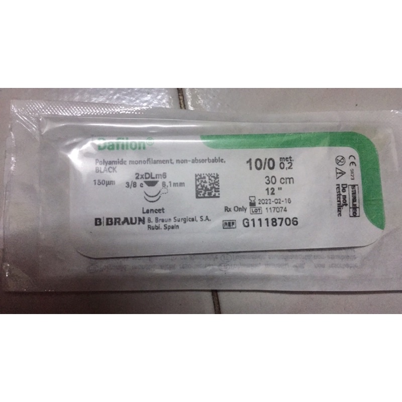 Chỉ phẩu thuật nylon (daclon dafilon ) 10/0 h12 tép( giá lẻ 1 tép)