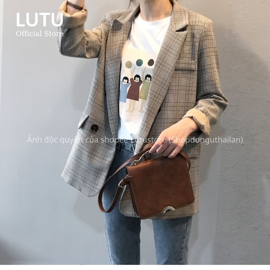 Áo Blazer Kẻ Dài Tay Hai Lớp Phong Cách Hàn Quốc Mẫu Mới 2021